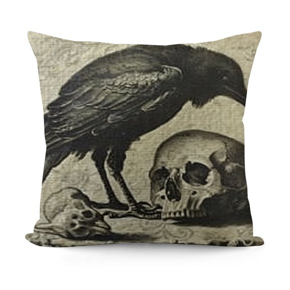 YINGXI  Skull Printed Square Throw Pillow Cover for Home Decor, Meditation 12x12in