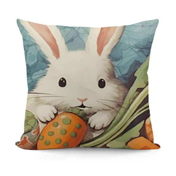 YINGXI Spring Throw Pillow Covers Easter Day Eggs Rabbit Carrot Rustic Farm Truck Pillowcase Home Sofa Cushion Cover 22x22in