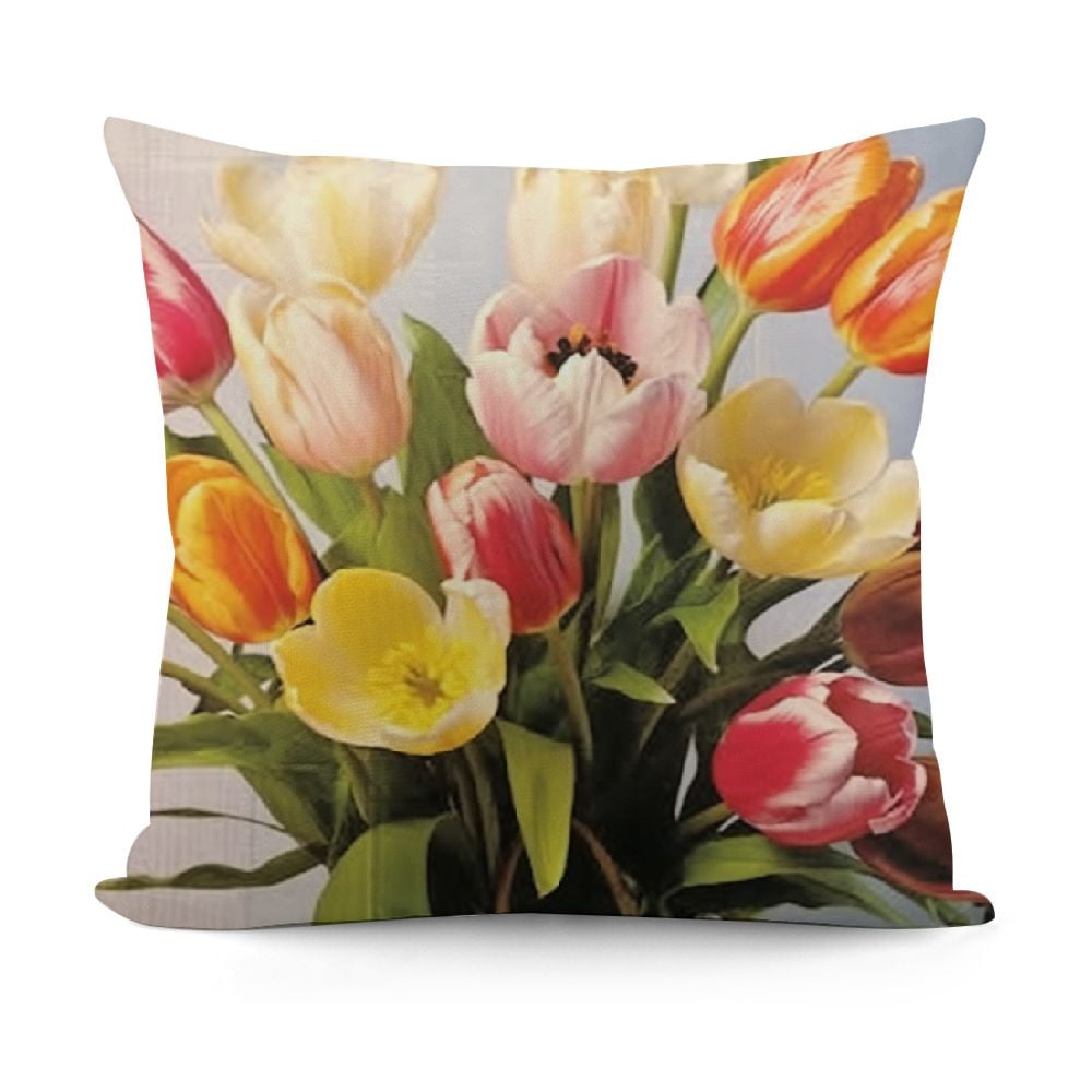 YINGXI Square Throw Pillow Covers Beautiful Tulips Flowers Vintage