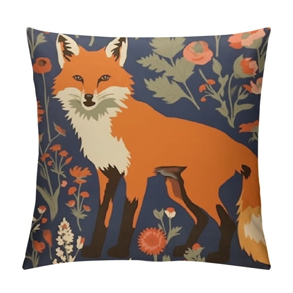YINGXI  Square Throw Pillow Covers Forest Floral Flowers Leaves Cute Fox Pillow Cases Decorative for Home Bedroom Sofa Pillowcases Standard Siz 12x12in