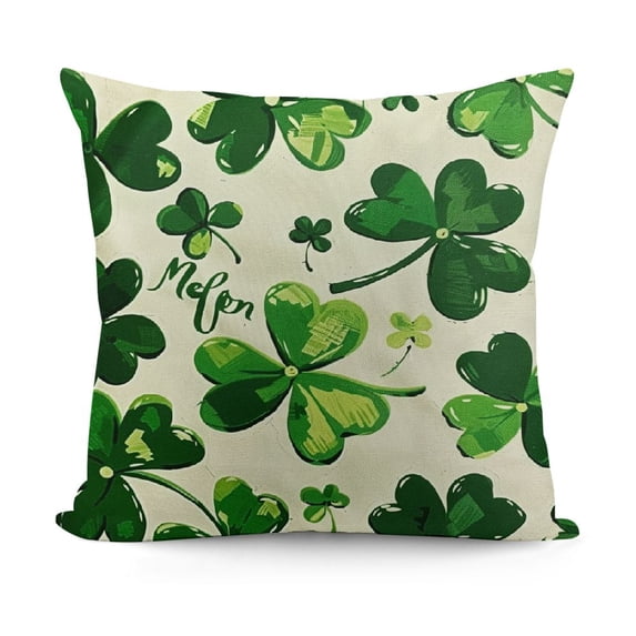 YINGXI St Patricks Day White Throw , Green Decoration for Sofa Couch 18x18in