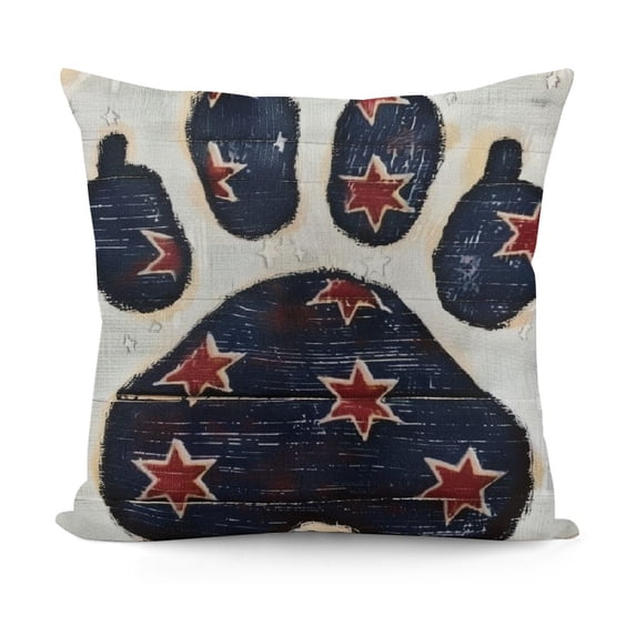 YINGXI Stripes Dog Paw Throw Pillow Cover, America Flag Decor Cushion Case for Sofa Couch 12x12in