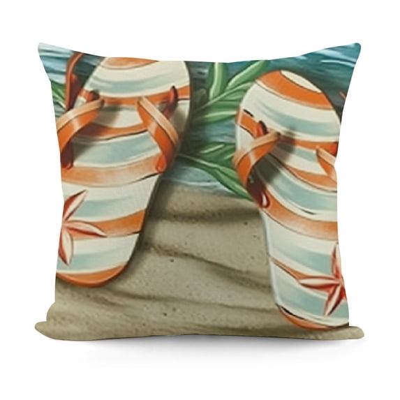 YINGXI Summer Decorative Throw Pillow Covers, Blue Orange Cushion Case Decor, Palm Leaves Home Decoration for Sofa Couch 12x12in