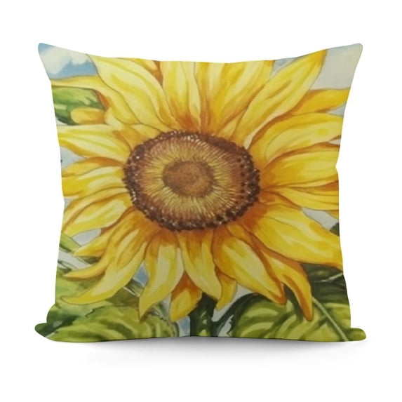 YINGXI Summer Hello Sunshine Sunflower Get Cozy Throw Pillow Covers,Yellow Green Cushion Case for Sofa Couch Decorations 12x12in