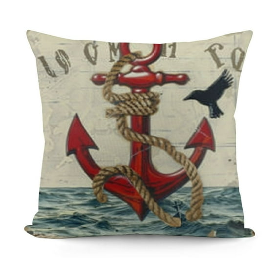 YINGXI  Summer Nautical Throw Pillow Covers Anchor Lighthouse Red Navy Blue Decorative Pillow Cases Outdoor Cushion Covers for Couch Sofa Bed Home Decor 12x12in