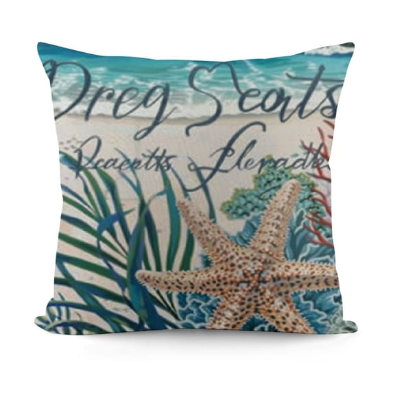 YINGXI Summer Take Me to The Beach Coral Starfish Throw Pillow Covers,Home Sweet Home Motto Blue Cushion Case for Sofa Couch 24x24in