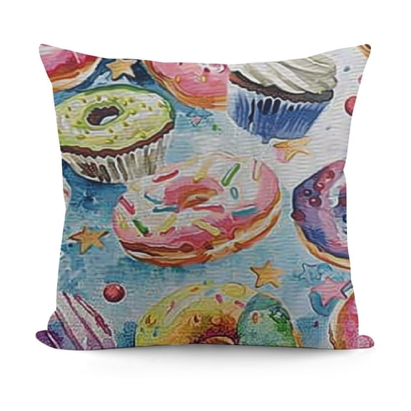 YINGXI Sweets Throw Pillow Cushion Cover, Watercolor Design Print, Decorative Square Accent Pillow Case,Green Pink 12x12in