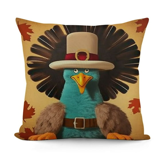 YINGXI  Thanksgiving Pillow Covers Fall Leaves Pillow Cases Turkey Pumpkin Decorative Cushion Covers for Sofa Couch 12x12in