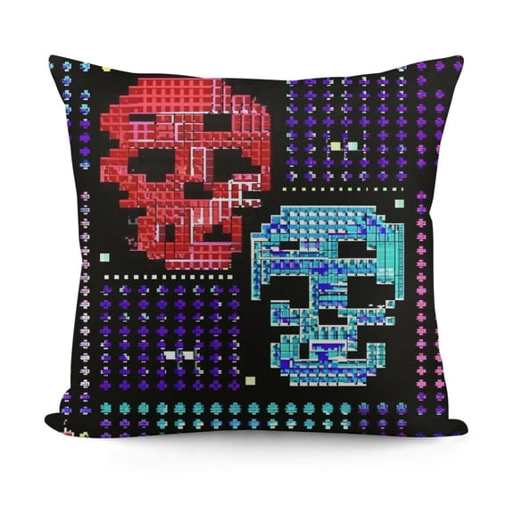 YINGXI  Throw Pillow Cover 80S 8 Bit Pixel Retro Arcade Game Old Video Design Angry Attack Pillow Case Square Cushion Cover for Sofa Couch Bed Car 18x18in