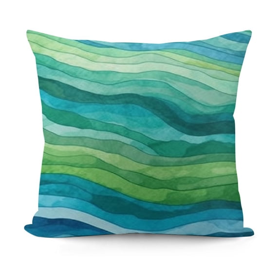 YINGXI Throw Pillow Cover Abstract Bright Blue and Green Waves Hand Drawn Striped Brush Dye Decorative Pillow Case Home Decor Square Pillowcase 20x20in