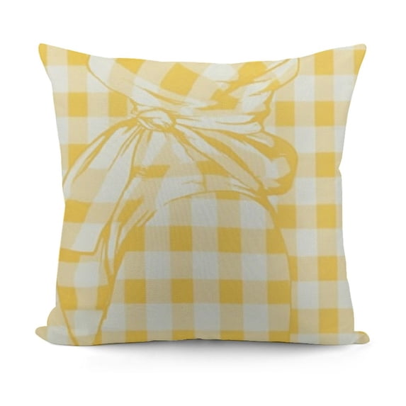 YINGXI Throw Pillow Cover Accent Yellow Gingham Spring White Livingroom Decorative Pillow Case Home Decor Square Pillowcase 18x18in