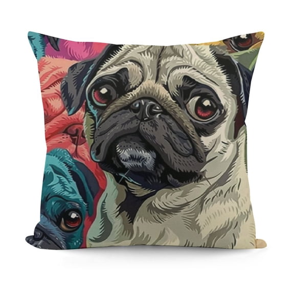 YINGXI Throw Pillow Cover Animal Dog Cartoon Face Friend Pet Color Pillow Case Square Cushion Cover for Sofa Couch Bed Car 20x20in