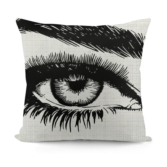 YINGXI Throw Pillow Cover Black Eyelash Beautiful Woman Eye White Brow Eyebrow Decorative Pillow Cushion Cover Pillowcase Square Pillow Case 18x18in