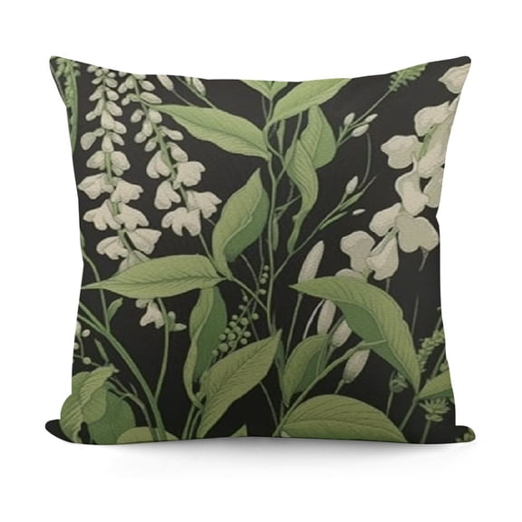 YINGXI Throw Pillow Cover Lily Valley Buds Leaves Stems Hand Drawn Spring Plant Square Pillow Case Cushion Cover for Home Car Decorative 12x12in