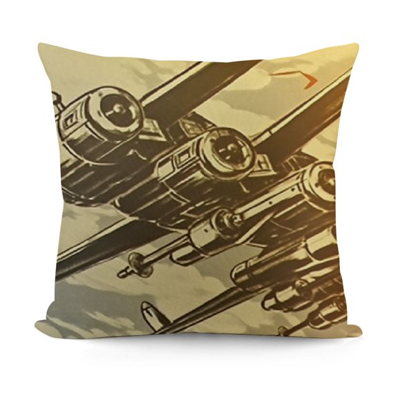 YINGXI Throw Pillow Cover Old Flight Academy for Layered with Headline Text and Decorative Pillow Case Home Decor Square 12x12in