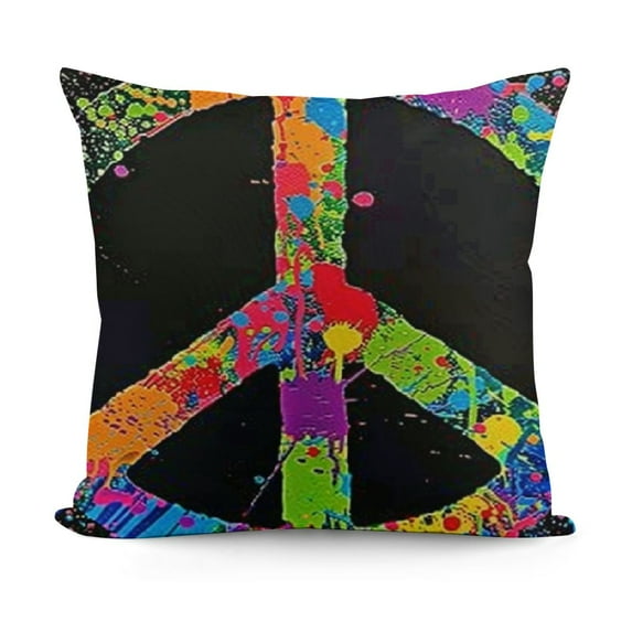 YINGXI Throw Pillow Cover Peace Sign Decorative Pillow Cases Home Decor Square Pillowcases 12x12in