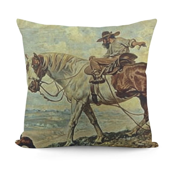 YINGXI Throw Pillow Cover Vintage Western Cowboy Roping Steer Decorative Pillow Case Home Decor Square Pillowcase 12x12in