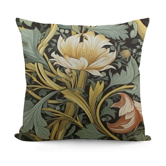 YINGXI Throw Pillow Cover White Floral Pre Yellow Artistic Decorative Pillow Case Home Decor Square Pillowcase 22x22in