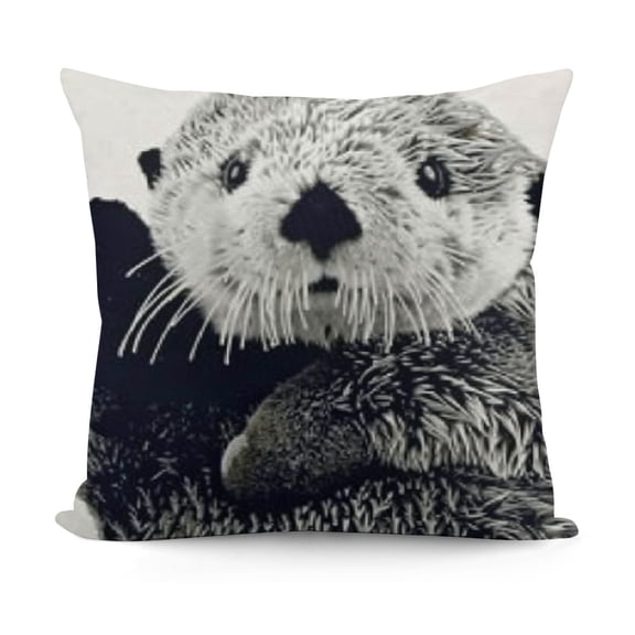 YINGXI  Throw Pillow Covers Animals Theme Pillow Case Decorative Cushion Square Cover for Sofa Bedding Colorful Oil Painting Black and White Otter 12x12in