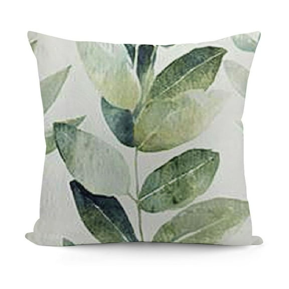 YINGXI Throw Pillow Covers Decorative Green Leaf Branches Hand Floral with Plant Objects White Natural Greenery Twig Cushion Pillowcase 12x12in