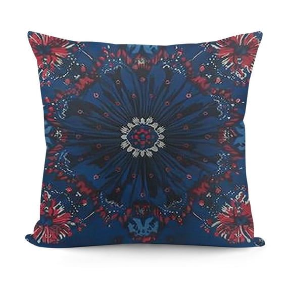 YINGXI Throw Pillow Covers Navy Blue Ethnic Pillow Cases Vintage Floral Decorative Cushion Covers for Sofa Living Room 12x12in