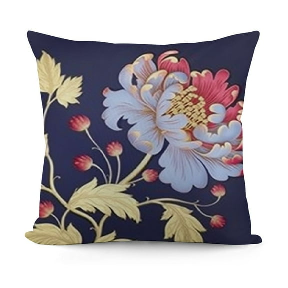 YINGXI  Throw Pillow Covers Navy Blue Floral Pillow Cases Vintage Flower Decorative Cushion Cases for Sofa Living Room 22x22in