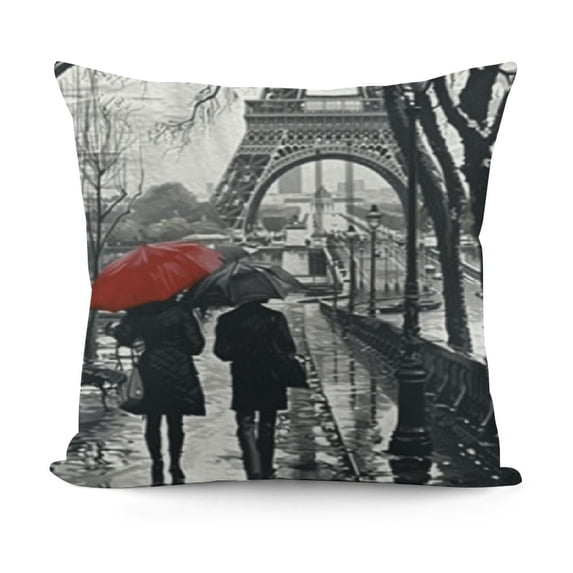 YINGXI Throw Pillow Covers Oil Painting Paris European City Landscape France Eiffel Tower Decor Linen Pillow Cases Home Decorative Square Pillowcases 24x24in