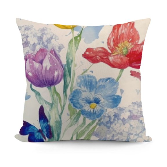YINGXI Throw Pillow Covers Summer Spring Pillow Covers Linen Flower Decorative Pillowcases for Sofa Couch Living Room Outdoor Patio 12x12in