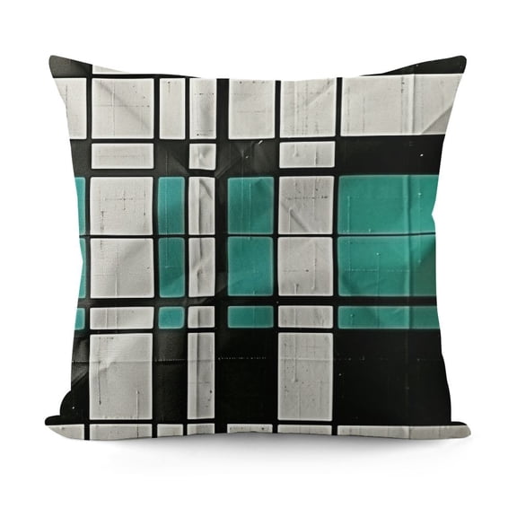 YINGXI Throw Pillow Covers Teal Mid Grid and Starbursts Orange Century Modern Mobile Pattern Decorative Pillow Cases Home Decor Square Pillowcases 18x18in