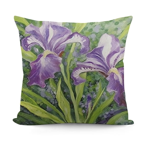 YINGXI Throw Pillow Covers Watercolor Blossom Lavender Flower Summer Love Beautiful Green Iris Decorative Pillow Cases Home Decor Square Pillowcases 12x12in