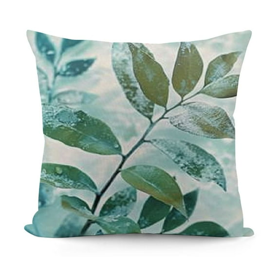 YINGXI Throw Pillow Covers Watercolor Teal Leaves Blue Leaf Turquoise Berry Square Pillowcase for Home Decor Sofa Car Bedroom Pillow case 22x22in