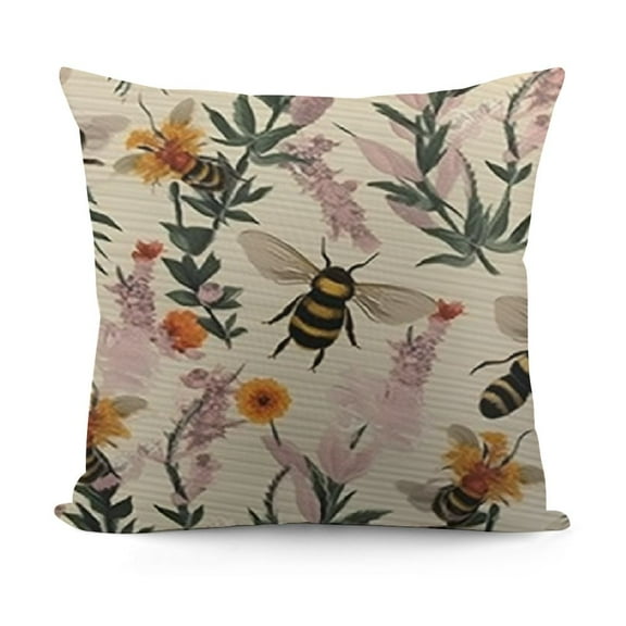 YINGXI Throw Pillow Cushion Case, Craftwork Look Petals Print, Decorative Square Accent Pillow Cover,Ivory Multicolor 12x12in