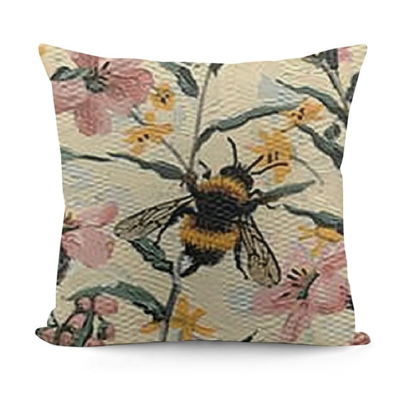YINGXI Throw Pillow Cushion Case, Craftwork Look Petals Print, Decorative Square Accent Pillow Cover,Ivory Multicolor 24x24in