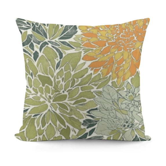 YINGXI Throw Pillow Cushion Case, Home Phrase Zigzag Squama Flower Petals Tribal, Modern Accent Double-Sided Digital Printing, Olive Green and White 24x24in