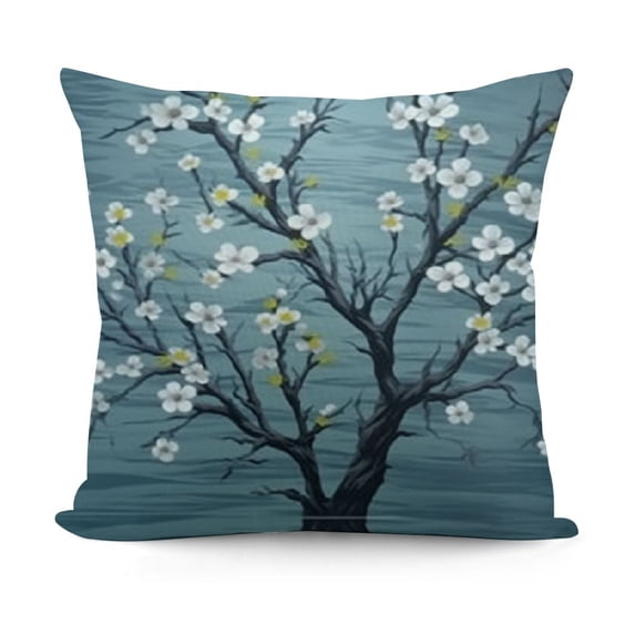 YINGXI Throw Pillow Cushion Cover, Branches Pale Japanese Spring Form, Decorative Square Accent Pillow Case,Blue 24x24in