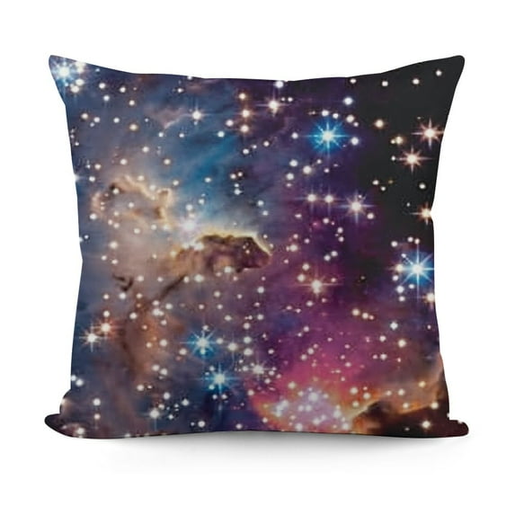YINGXI Throw Pillow Cushion Cover, Magellanic Cloud Stars and Colorful Cosmic Universe View Pattern, Decorative Square Accent Pillow Case, Black Purple 24x24in