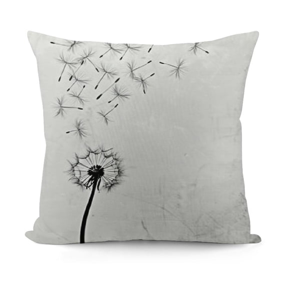 YINGXI Throw Pillow Cushion Cover, Monochrome s Blowing in The Wind Fluffy Flower Romance Theme, Zippered Double-Side Digital Print Decor, White and Black 24x24in