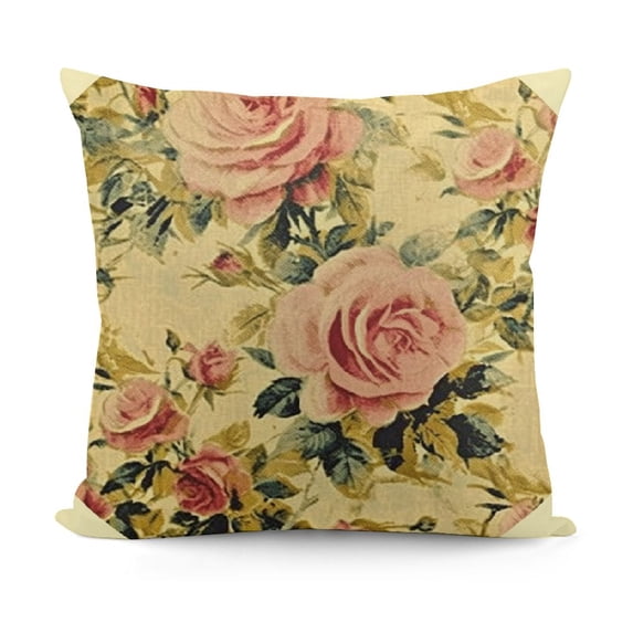 YINGXI Throw Pillow Cushion Cover, Old Fashioned Style Pattern with Dramatic Color Boho Art Design, Decorative Square Accent Pillow Case,Mustard Pink 18x18in