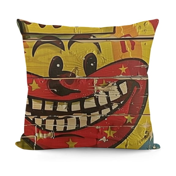 YINGXI  Tiki Bar Throw Pillow Cushion Cover, Way to Tiki Club Vintage Design Retro Grunge Polynesian Exotic Retro Print, Decorative Square Accent Pillow Case, Earth Yellow 18x18in
