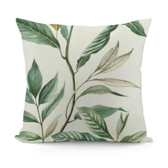 YINGXI Tropical Leaves Throw Pillow Covers Green Brown Leaf Summer Decorative Pillow Cases Polyester Linen Outdoor Cushion Covers for Sofa Bed Home Decor 12x12in
