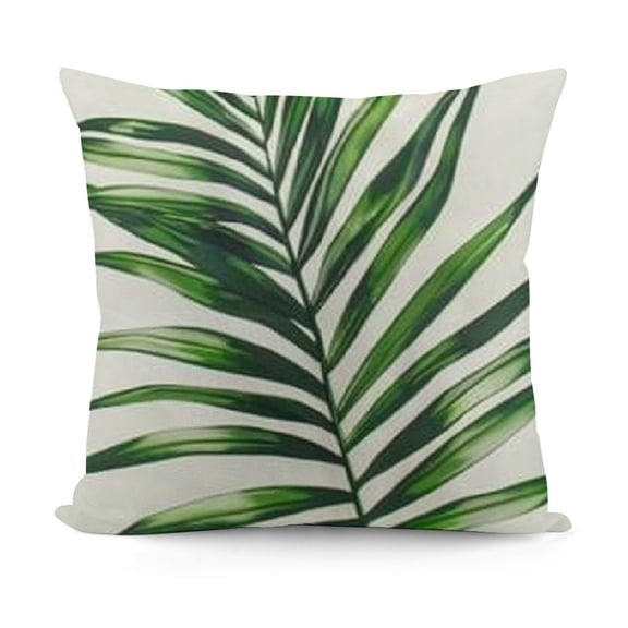 YINGXI Tropical Leaves Throw Pillow Covers Green Decorative Pillow Cases Polyester Linen Outdoor Cushion Covers for Sofa Couch Garden 12x12in