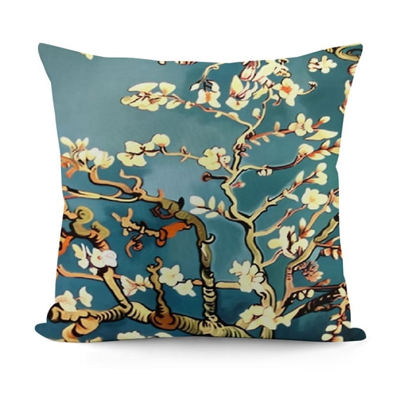 YINGXI Van Gogh Blossoming Almond Tree Throw Pillow Cover Case for Couch Sofa Bed Home Decor 18x18in
