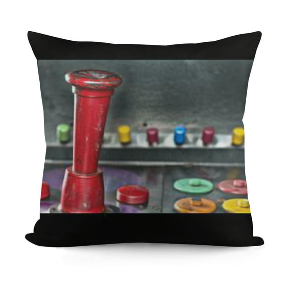 YINGXI Video Games Decorative Throw Pillow Case, Arcade Machine Retro Gaming Fun Joystick Buttons Vintage 80's 90's Electronic, Couch Bedroom Living Room Cushion Cover,Charcoal Red 12x12in