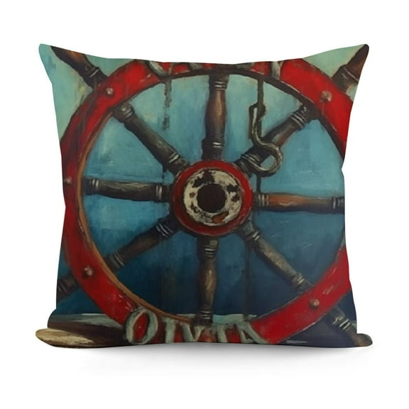 YINGXI Vintage Compass Pattern Throw Pillow Covers Ocean Blue Series Nautical Decorative Pillow Cases Coastal Beach Theme Outdoor Decor 12x12in