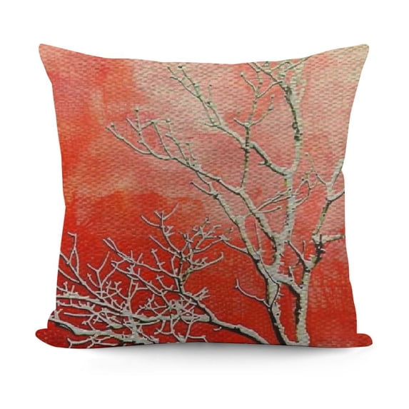 YINGXI White Watercolor Splash Coral Throw Pillow Cover Brush Artistic Reef Elegance Doodle Orange Pillow Case Decorative Men Women Boy Girl Room Cushion Cover for Home Couch Bed 18x18in