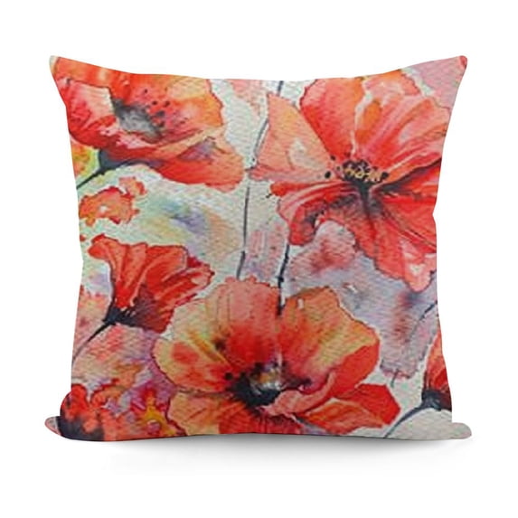 YINGXI Wild Red Poppies Throw Pillow Cover Flower Floral Bloom Branch Nature Plant Summer Home Decor Pillowcase Cushion Cover 12x12in