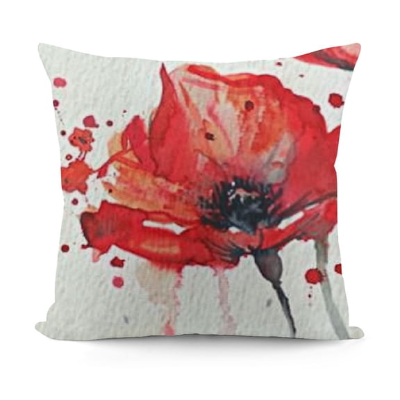 YINGXI Wild Red Poppies Throw Pillow Cover Flower Pillowcase 24x24in