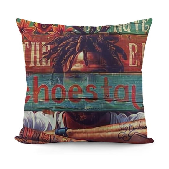 YINGXI Rustic Wooden Plank Backyard Rules Decorative Throw Pillow Case 12x12in