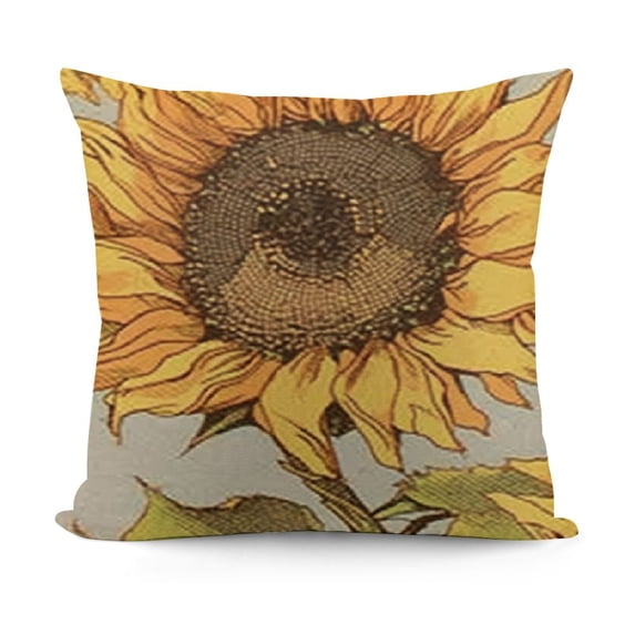 YINGXI in Throw Pillow Cover Isolated Grid Floral Sketch Nature Plant Pillow Case Square Cushion Decorative for Couch Bed Home 22x22in