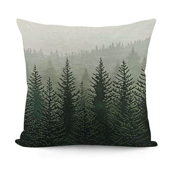YINGXI in Throw Pillow Cover Misty Tree Wood Nature Scene Pillow Case Decorative Square Cushion for Home Couch Bed 18x18in